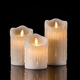 Air Zuker 3er LED Flammenlose Kerzen Tropfenförmige batteriebetriebene Kerzen Säule Echtwachskerzen mit Timer und 10 Tasten Fernbedienung, höhe 4 „5“ 6 “ für Dekorations zB. Party, Hochzeit, Tisch - 6