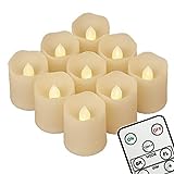 9 LED Kerzen [Timer , Fernbedienung & Batterien] - 3 Modi Dimmbare Teelichter LED Votive Weihnachtskerzen für Weihnachtsbaum, Weihnachtsdeko, Hochzeit, Geburtstags, Party