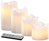 Britesta Flackerkerzen: 4 Echtwachskerzen mit beweglicher LED-Flamme, abgestuft, weiß (LED Kerzen)