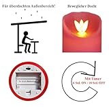 LED Echtwachskerze Kerze Farbauswahl Timer flackernde Wachskerze Kerzen Batterie, Farbe:Anthrazit, Größe:12.5 cm - 6