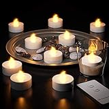 Deuba 10x LED Teelichter flackernd | inkl. Fernbedienung und Batterien | Farbe warmweiss – Set elektrische Kerzen Teelicht flammenlos - 4