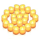 AMIR LED Kerzen, 24 LED Flammenlose Kerzen, Weihnachten LED Teelichter, Elektrische Teelichter Kerzen für Halloween, Weihnachten, Party, Bar, Hochzeit (Flicker Gelb)