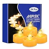 AGPtek LED Kerzen mit Timer, 24er Pack batteriebetriebene flammenlose Teelichter mit Timerfunktion 6 Stunden an und 18 Stunden aus für Hochzeit, Party, Haus Dekoration (flackernd Gelb) -"MEHRWEG"