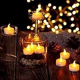 AGPtek LED Kerzen mit Timer, 24er Pack batteriebetriebene flammenlose Teelichter mit Timerfunktion 6 Stunden an und 18 Stunden aus für Hochzeit, Party, Haus Dekoration (flackernd Gelb) -„MEHRWEG“ - 3