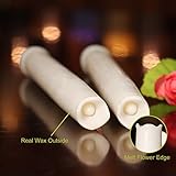 simpdecor 8er Set LED Tafelkerzen Stabkerzen Echtwachs in crème LED warm weiß,Schalter an der Flamme batteriebetrieben 9in - 4