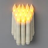 12 Stück LED Stabkerzen, Cuitan Warmweiß Flame Flicker Kerzen Batteriebetrieben Romantische Flammenlose Wachskerzen Kerzenlichter Tafelkerzen Leuchterkerzen für Weihnachten, Party, Hochzeit, Fest Deko - 8
