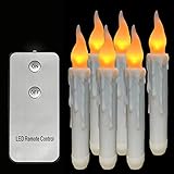 6 Stück LED Drahtlose Fernbedienung Kerzen，17,8 cm Flammenlose LED Stabkerzen Warmweiß Flame Flicker Kerzen 2*AA Batteriebetrieben,120+ Stunden Romantische Wachskerzen Kerzenlichter Leuchterkerzen - 2