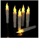 6 Stück LED Drahtlose Fernbedienung Kerzen，17,8 cm Flammenlose LED Stabkerzen Warmweiß Flame Flicker Kerzen 2*AA Batteriebetrieben,120+ Stunden Romantische Wachskerzen Kerzenlichter Leuchterkerzen - 2