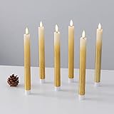 Eldnacele LED batteriebetriebene Spitzkerzen mit Fernbedienung und Timer, flackerndes warmweißes Licht, Fensterkerzen 6er Set für Weihnachten Dekoration gold - 3