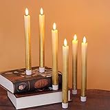 Eldnacele LED batteriebetriebene Spitzkerzen mit Fernbedienung und Timer, flackerndes warmweißes Licht, Fensterkerzen 6er Set für Weihnachten Dekoration gold - 7