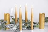 Eldnacele LED batteriebetriebene Spitzkerzen mit Fernbedienung und Timer, flackerndes warmweißes Licht, Fensterkerzen 6er Set für Weihnachten Dekoration gold - 7