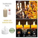 OMORC ❆LED Teelicht Kerzen 24 Kerzen elektrisch groß, Weihnachtsbaumschmuck Teelichter-Kerzen für Ostern, Party, Bar, Hochzeit, Festival, Innen/Außen Deko [A-Warm Gelb; Flammenlos; Batterien] - 3