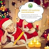 OMORC ❆LED Teelicht Kerzen 24 Kerzen elektrisch groß, Weihnachtsbaumschmuck Teelichter-Kerzen für Ostern, Party, Bar, Hochzeit, Festival, Innen/Außen Deko [A-Warm Gelb; Flammenlos; Batterien] - 8