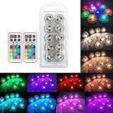 MAVIE 10 pcs 13 Farben Mini Unterwasser Teelicht LED Kerzenlicht mit 2 Fernbedienung für Hochzeit/Geburtstagsfeier/Festivalfeier/Vase/Badewanne/Aquarium - 2