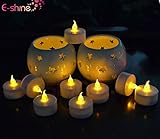12 x LED flackernde Kerzen, flammenlose Teelichter für die Dekoration von Festen und Hochzeiten, mit Batterien, mit gratis Batterien, von RICISUNG, warmweiß - 4