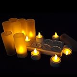 Samoleus 12er LED-Kerzen, Wiederaufladbare Kerzen, Batteriebetriebene Flammenlose Kerzen, Kabellose Teelichter, LED-Weihnachtskerzen, Kerzenlichter Mit Ladestation für Außen, Weihnachtsdeko, Hochzeit - 4