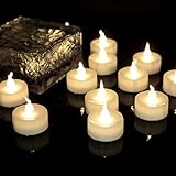 24 Stück LED Teelichter Kerzen mit Fernbedienung und CR2032 Batterien Unscented Flammenlose Teelicht Elektrische Gefälschte Kerze für Zuhause Weihnachtsschmuck Hochzeit Tisch Geschen (24 X Warmweiß) - 7