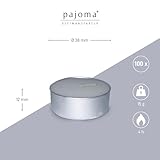 Pajoma Teelichter Weiss unbeduftet 100 Stück, 3,8cm Paraffin Brenndauer: 4 Std. - 3