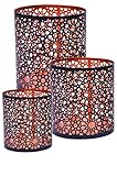 3er Set Orientalisches Windlicht Laterne orientalisch Adiba 14cm Groß | Orientalische Vintage Teelichthalter Kupferfarben innen schwarz außen | Marokkanische Windlichter aus Metall als Dekoration - 2
