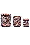 3er Set Orientalisches Windlicht Laterne orientalisch Adiba 14cm Groß | Orientalische Vintage Teelichthalter Kupferfarben innen schwarz außen | Marokkanische Windlichter aus Metall als Dekoration - 5