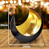 MAADES Windlicht Laterne orientalisch Moon Groß 20cm Gold | Orientalische Vintage Teelichthalter Schwarz von außen und Goldfarben innen | Marokkanische Windlichter aus Metall als Dekoration - 2