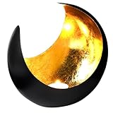 MAADES Windlicht Laterne orientalisch Moon Groß 20cm Gold | Orientalische Vintage Teelichthalter Schwarz von außen und Goldfarben innen | Marokkanische Windlichter aus Metall als Dekoration - 3