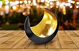 MAADES Windlicht Laterne orientalisch Moon Groß 20cm Gold | Orientalische Vintage Teelichthalter Schwarz von außen und Goldfarben innen | Marokkanische Windlichter aus Metall als Dekoration - 7