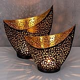 2er Set Teelichthalter Metall Gold Schwarz 11cm 14,5cm Design Kerzenhalter - 5