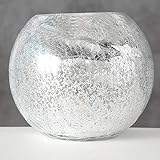 Windlicht, Teelichthalter Crackle mit spiegelnder Oberfläche, 1 Stück, ca. 16 cm x 16 cm x 14 cm - 3
