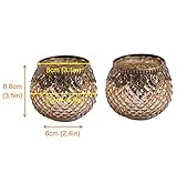 Home&Decorations 2er Set H&D® Original Windlicht Teelichtglas Rot Gold Silber Antiker Windlichthalter Kerzenglas Glasvase Windlichtglas Laterne Glas Vase Kerze Ø10cm (Gold) - 2