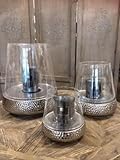 Windlicht BILBAO Glas Keramik silber Golf-Optik Design Kaheku *Gr.S H 21 cm - 2