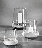 Windlicht BILBAO Glas Keramik silber Golf-Optik Design Kaheku *Gr.S H 21 cm - 4
