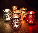 6er Set Windlicht Misch aller 6 FarbenTeelichtglas Außen Ø 8,2 x 11,5 cm Windlichthalter Kerzenglas Windlichtset Glasvase Windlichtglas Laterne Glas Kerze (Gemischt) - 6