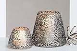 Casablanca – Windlicht/Kerzenständer – Purley – Metall – Farbe: antik-Silber – Ø 14 cm - 2