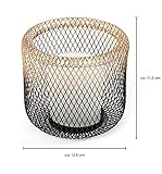 Heitmann Deco Metall-Windlicht – schwarz / goldenes Gefäß aus Metallgitter mit Glaseinsatz – Industriedesign - 4