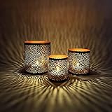 3er Set Orientalisches Windlicht Laterne orientalisch Estelle 14cm Groß | Orientalische Vintage Teelichthalter Kupferfarben innen schwarz außen | Marokkanische Windlichter aus Metall als Dekoration - 2