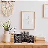 3er Set Orientalisches Windlicht Laterne orientalisch Estelle 14cm Groß | Orientalische Vintage Teelichthalter Kupferfarben innen schwarz außen | Marokkanische Windlichter aus Metall als Dekoration - 4