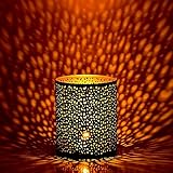 3er Set Orientalisches Windlicht Laterne orientalisch Estelle 14cm Groß | Orientalische Vintage Teelichthalter Kupferfarben innen schwarz außen | Marokkanische Windlichter aus Metall als Dekoration - 6