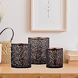 3er Set Orientalisches Windlicht Laterne orientalisch Estelle 14cm Groß | Orientalische Vintage Teelichthalter Kupferfarben innen schwarz außen | Marokkanische Windlichter aus Metall als Dekoration - 7