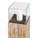 greemotion Windlichtsäule aus Kiefernholz braun-Blumensäule aus Glas-Pflanzsäule innen & außen-Dekosäule für den Garten ca. 21,5 x 21,5 x 80 cm, Holz, S - 4