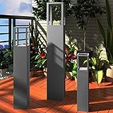 vidaXL Windlicht Säulen Set 3 tlg antik grau Lackierung Dekosäule Windlichtsäule - 2