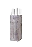 Windlicht Windlichtsäule Kerzenhalter Säule Recycling Holz "Candela" 112 cm hoch Shabby Chic Weiß