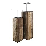 Canett Furniture Blackwood Dekosäule Set Windlichter Gartensäule Groß, Holz Säule, Schwarz / braun, Satz Von 2. (34 x 34 x 134 cm 28 x 28 x 108 cm) - 13