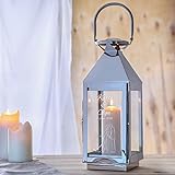 Edelstahl Laterne mit Gravur zur Hochzeit – Elegant – Personalisiert mit Namen und Datum – Motiv Brautpaar – romantisches Windlicht – Gartenlicht – Geschenk-Idee zur Hochzeit – Hochzeitsgeschenk - 6