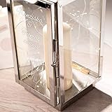 Edelstahl Laterne mit Gravur zur Hochzeit – Elegant – Personalisiert mit Namen und Datum – Motiv Brautpaar – romantisches Windlicht – Gartenlicht – Geschenk-Idee zur Hochzeit – Hochzeitsgeschenk - 6