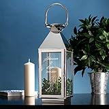 Edelstahl Laterne mit Gravur zur Hochzeit – Elegant – Personalisiert mit Namen und Datum – Motiv Brautpaar – romantisches Windlicht – Gartenlicht – Geschenk-Idee zur Hochzeit – Hochzeitsgeschenk - 3
