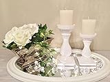 DRULINE Keramik Kerzenleuchter SCHICK Kerzenständer Weiß Windlicht Kerzenhalter Ständer 2er-Sparset