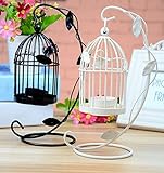 1X Toruiwa Retro Teelicht Laterne Birdcage Kerzenhalter aus Eisen Hängend Kerzenständer für Hochzeit und Festdekoration 8 * 23cm (Weiß) - 2