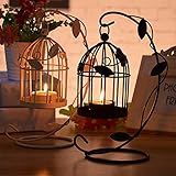 1X Toruiwa Retro Teelicht Laterne Birdcage Kerzenhalter aus Eisen Hängend Kerzenständer für Hochzeit und Festdekoration 8 * 23cm (Weiß) - 3