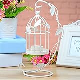 1X Toruiwa Retro Teelicht Laterne Birdcage Kerzenhalter aus Eisen Hängend Kerzenständer für Hochzeit und Festdekoration 8 * 23cm (Weiß) - 4